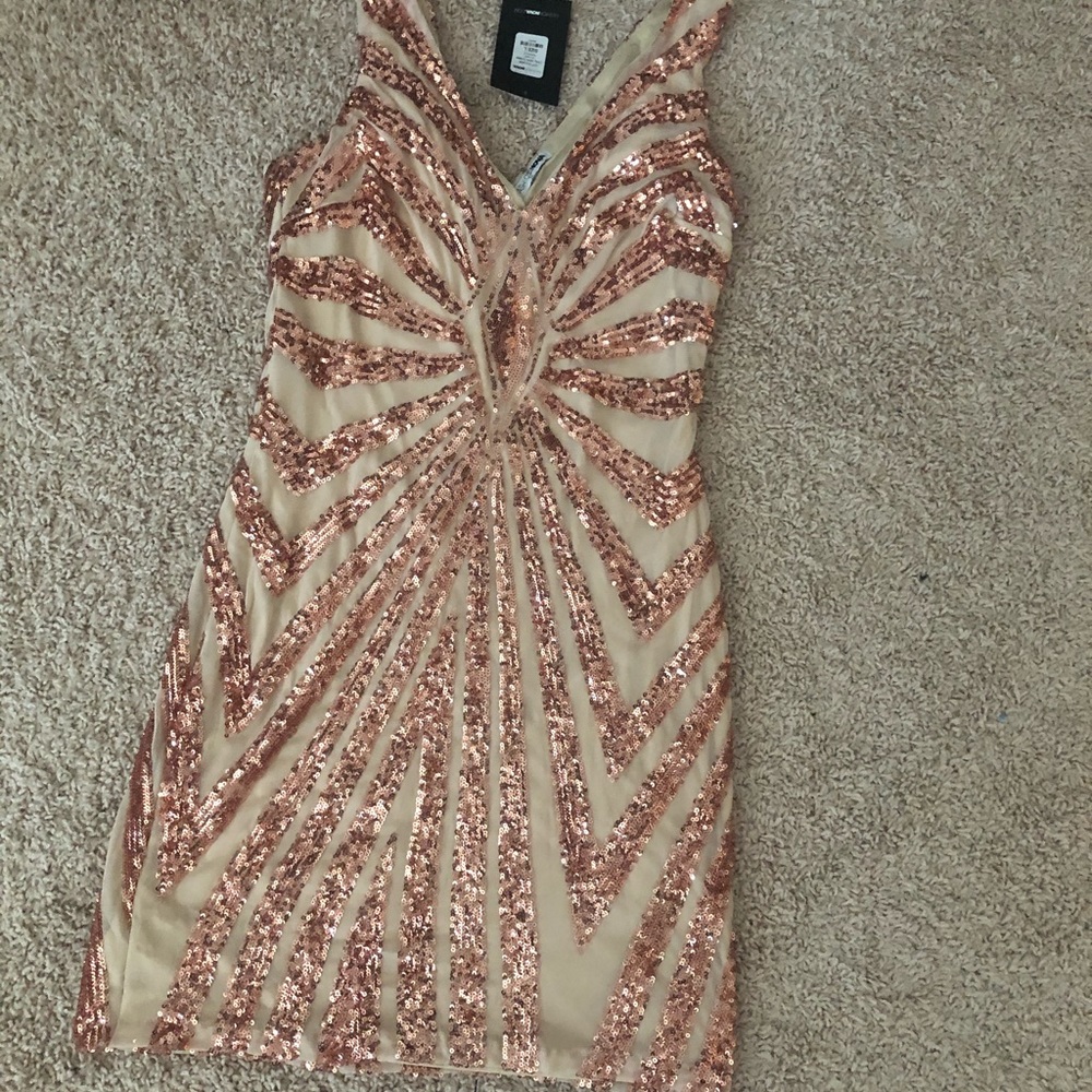 Rose Gold Sequin Mini Dress